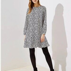 LOFT Chic Black and White Heart Print Dress